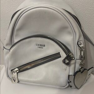 Guess White and Silver Backpack Sleek Design